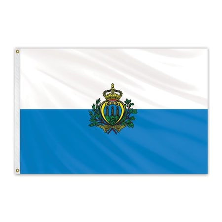 San Marino Outdoor Nylon Flag With Seal 5'x8'